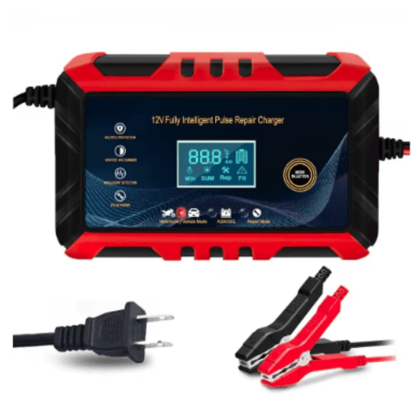 12V 6A Automatic Smart Battery Charger With LCD Pulse Repair 14