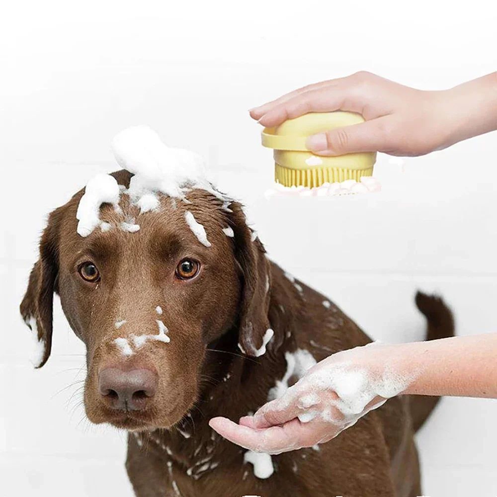 Soft Silicone Pet Bath Massage And Foaming Brush 1