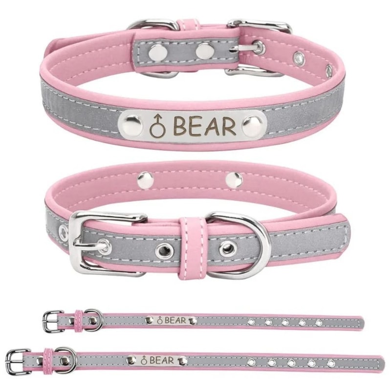 Personalized PU Leather Engraved Dog Collar 8