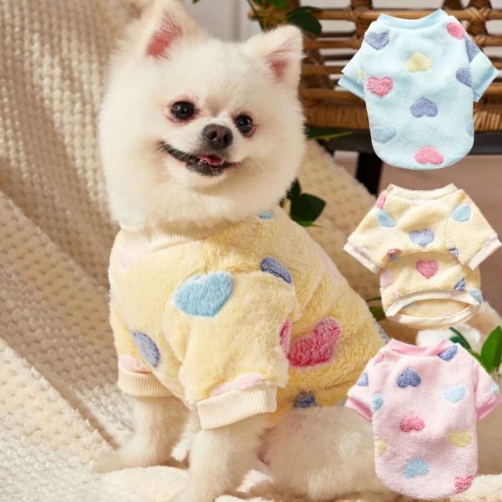Heart Print Flannel Dog Vest Coat 0