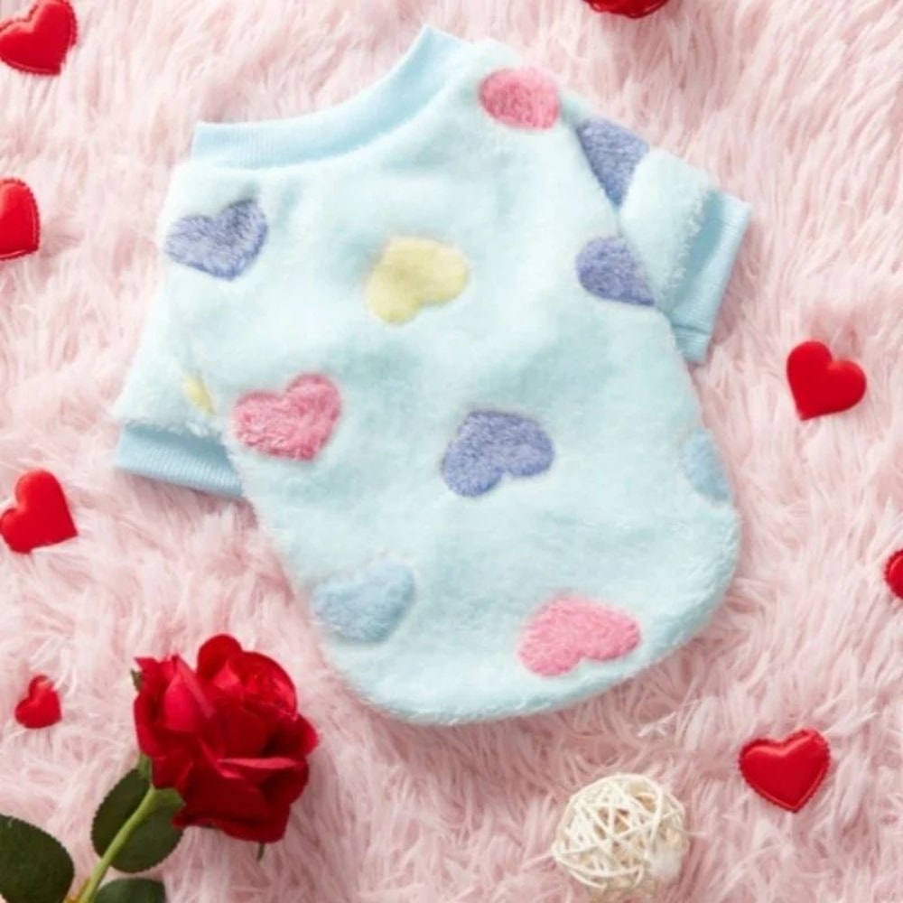 Heart Print Flannel Dog Vest Coat 5