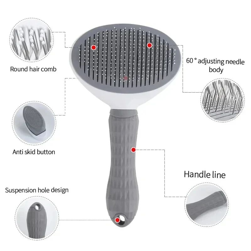 Self Cleaning Pet Hair Remover Grooming Brush 4