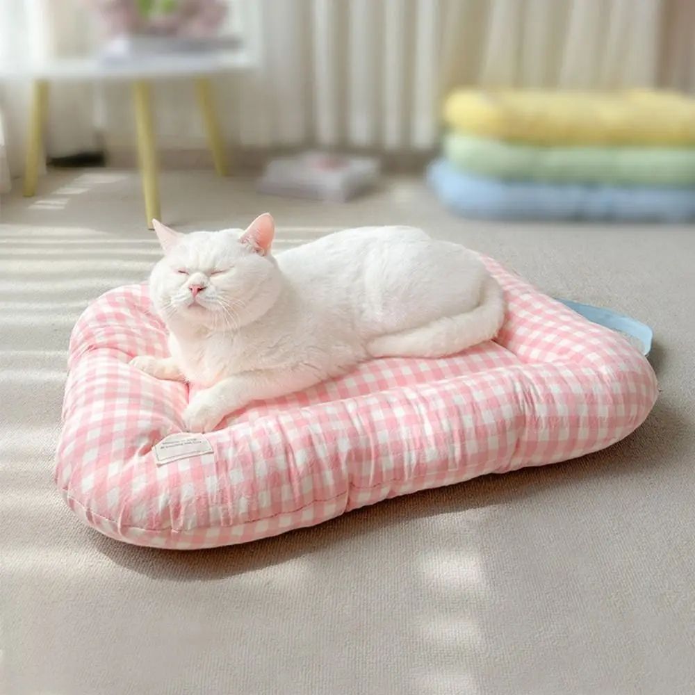 Soft Breathable Plaid Dog Bed Cushion 1