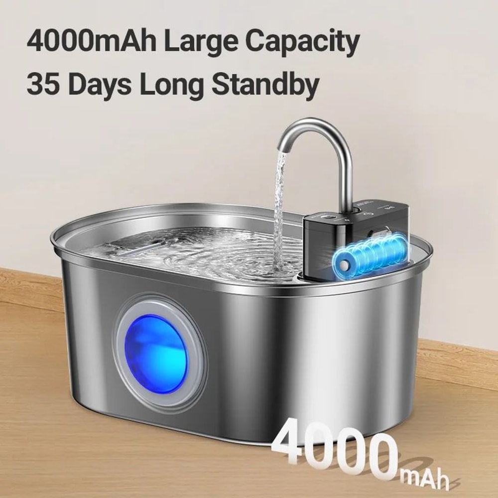 ROJECO Smart Stainless Steel Pet Water Fountain 2