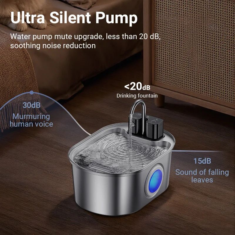 ROJECO Smart Stainless Steel Pet Water Fountain 5
