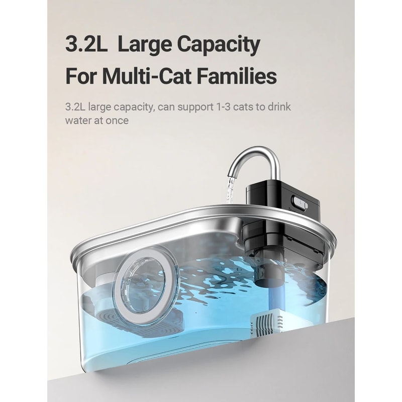 ROJECO Smart Stainless Steel Pet Water Fountain 8