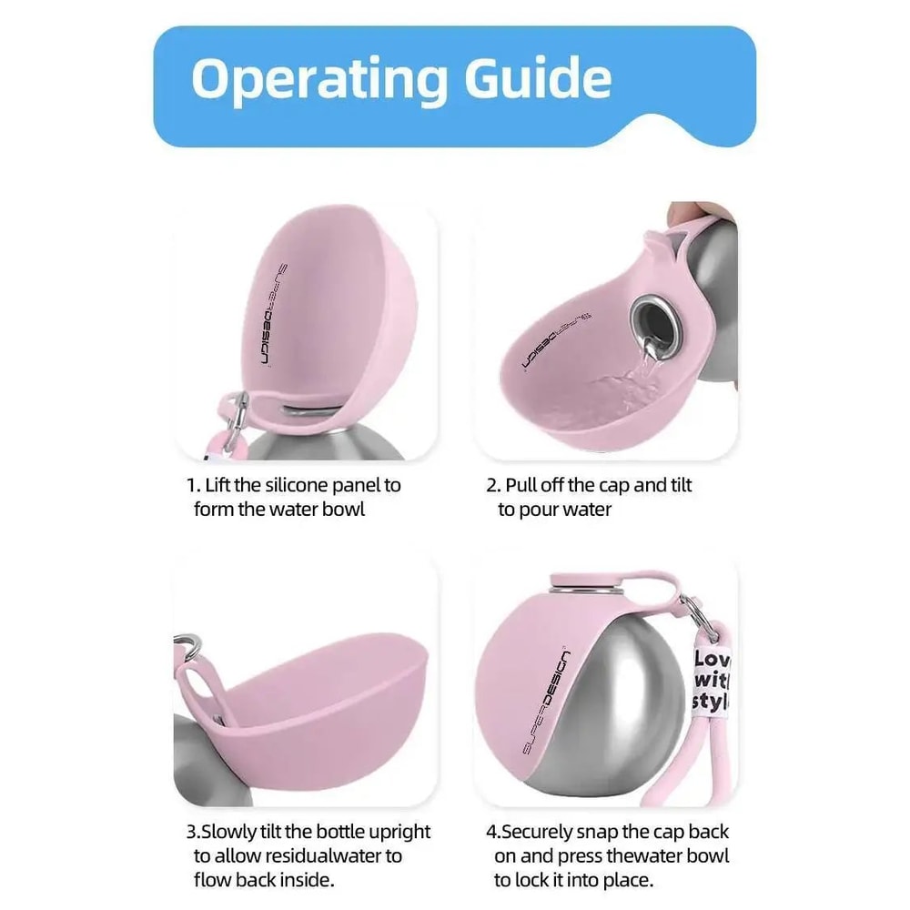 Portable Stainless Steel Dog Water Bottle With Foldable Cup 13