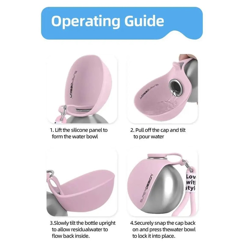 Portable Stainless Steel Dog Water Bottle With Foldable Cup 13