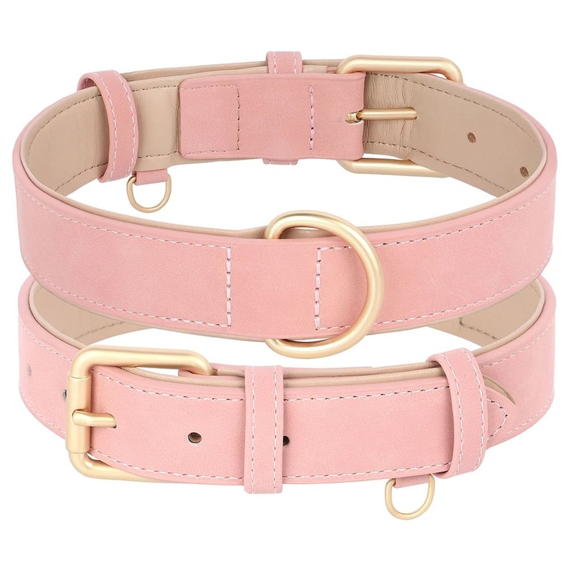Soft Padded PU Leather Dog Collar And Leash Set 5