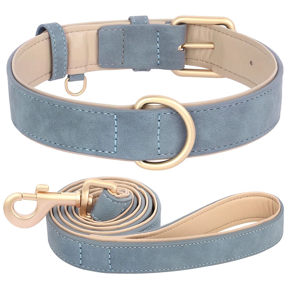 Soft Padded PU Leather Dog Collar And Leash Set 13