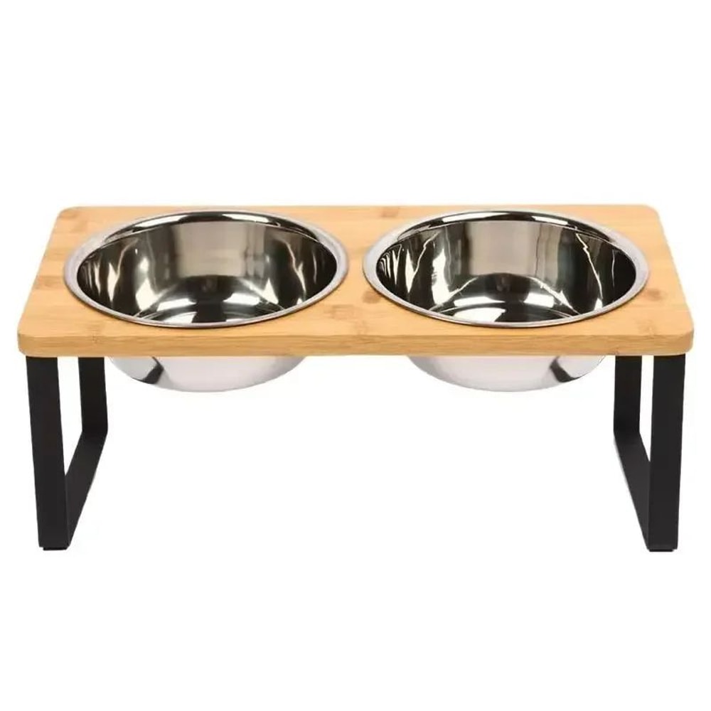 Elevated Tilted Pet Bowl Stand With Stainless Steel Bowls 3