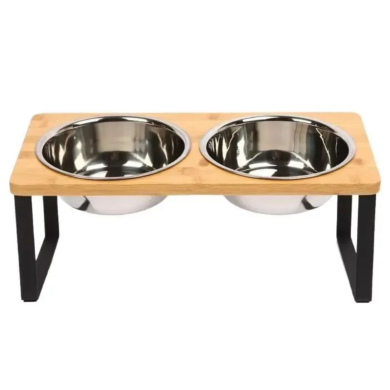 Elevated Tilted Pet Bowl Stand With Stainless Steel Bowls 3