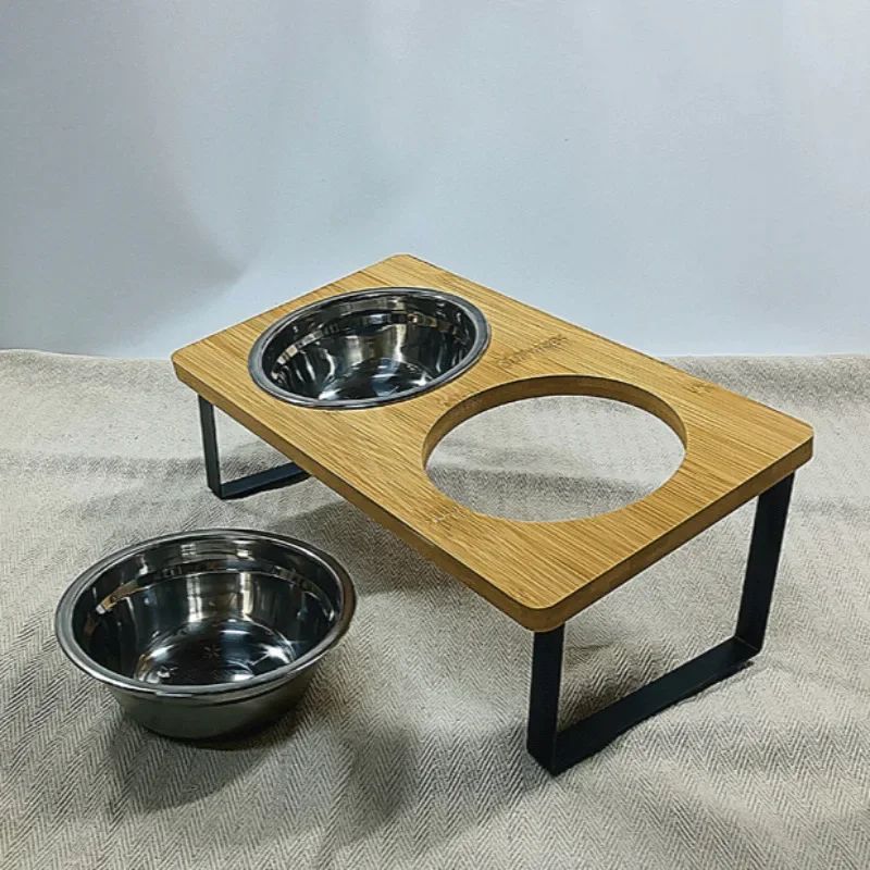 Elevated Tilted Pet Bowl Stand With Stainless Steel Bowls 4