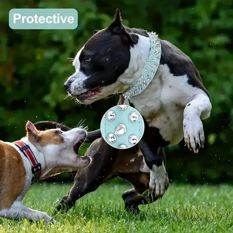 Adjustable PU Leather Spike Pet Collar 3