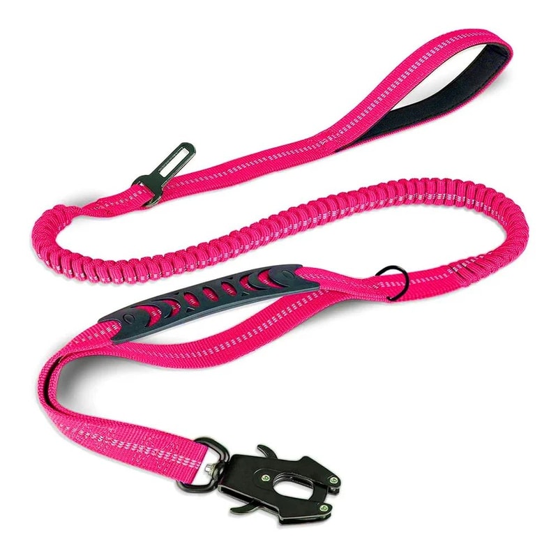 Reflective Tactical Bungee Dog Leash With Seatbelt 11