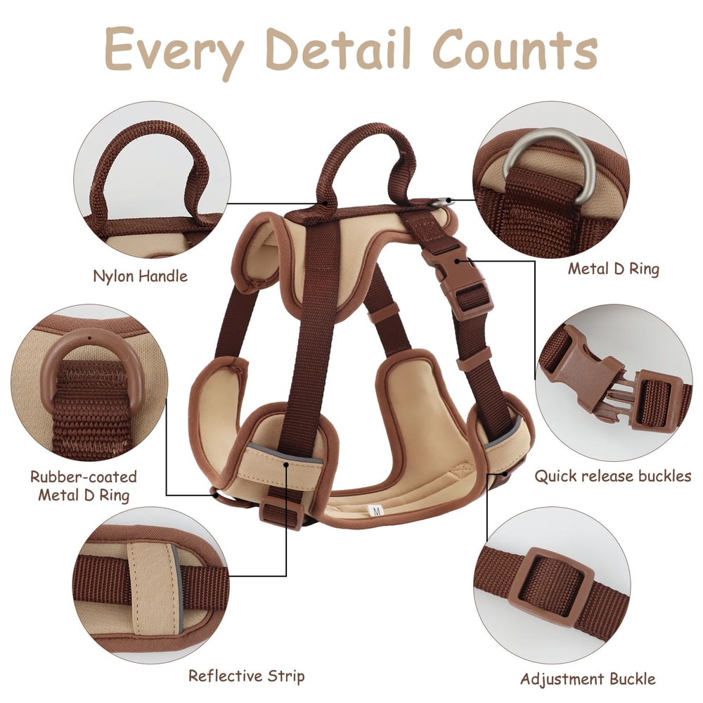 Luxury Chocolate Adjustable No Pull Dog Harness 1
