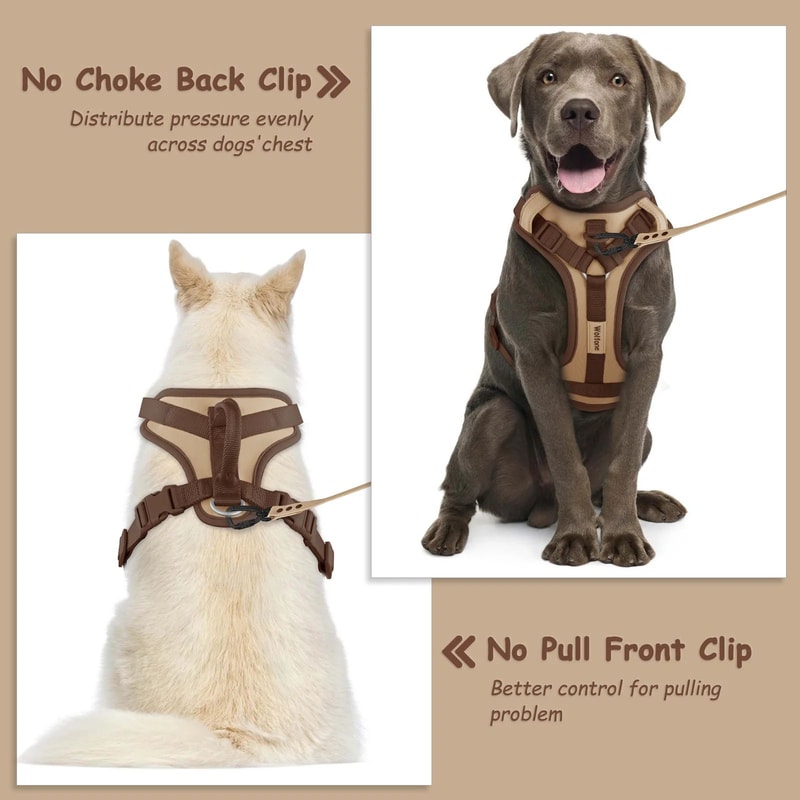 Luxury Chocolate Adjustable No Pull Dog Harness 7