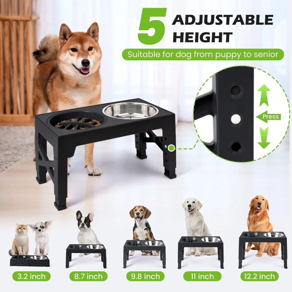 Adjustable Elevated Dog Feeder With Stainless Steel Bowls 1