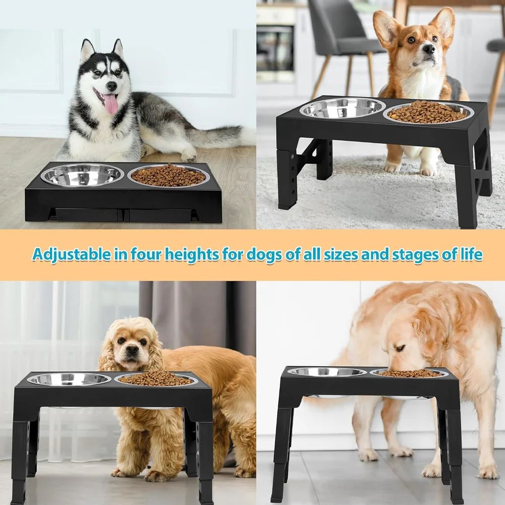 Adjustable Elevated Dog Feeder With Stainless Steel Bowls 6