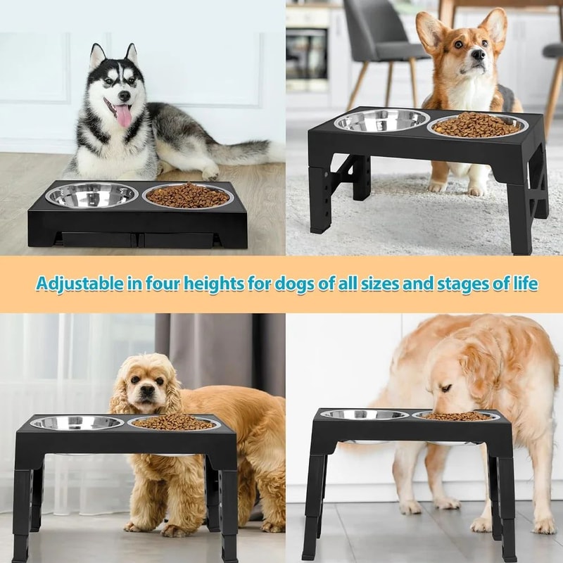 Adjustable Elevated Dog Feeder With Stainless Steel Bowls 6
