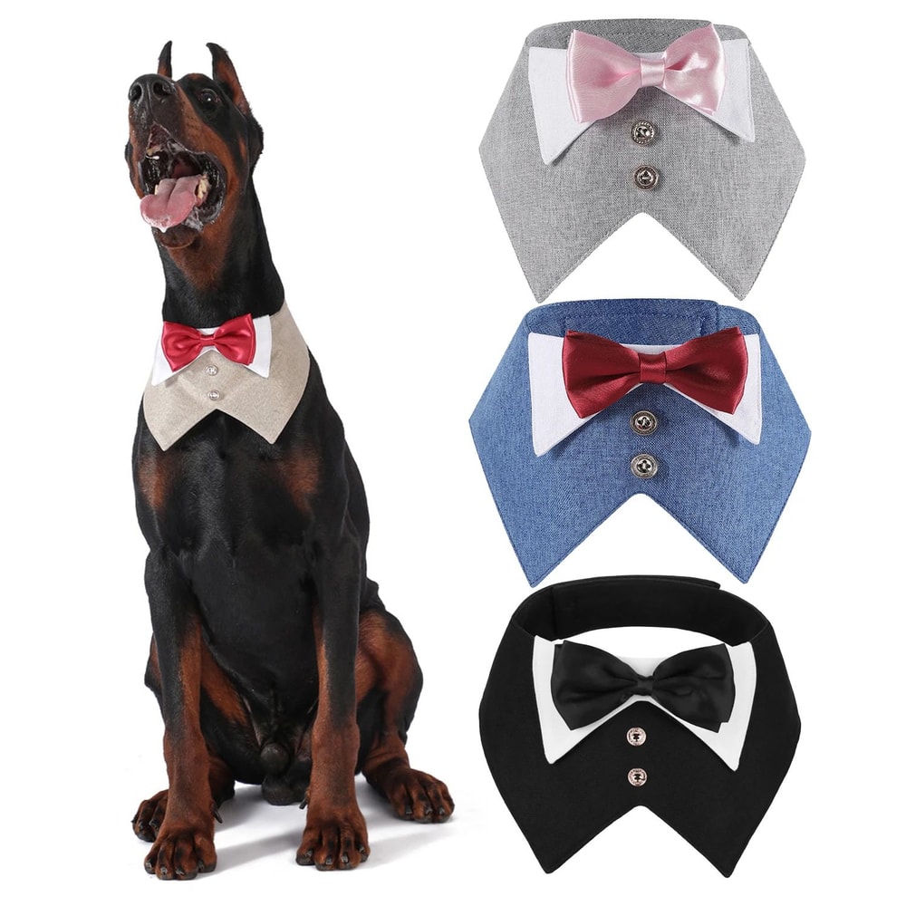 Formal Dog Tuxedo Bandana Bowtie Collar 6