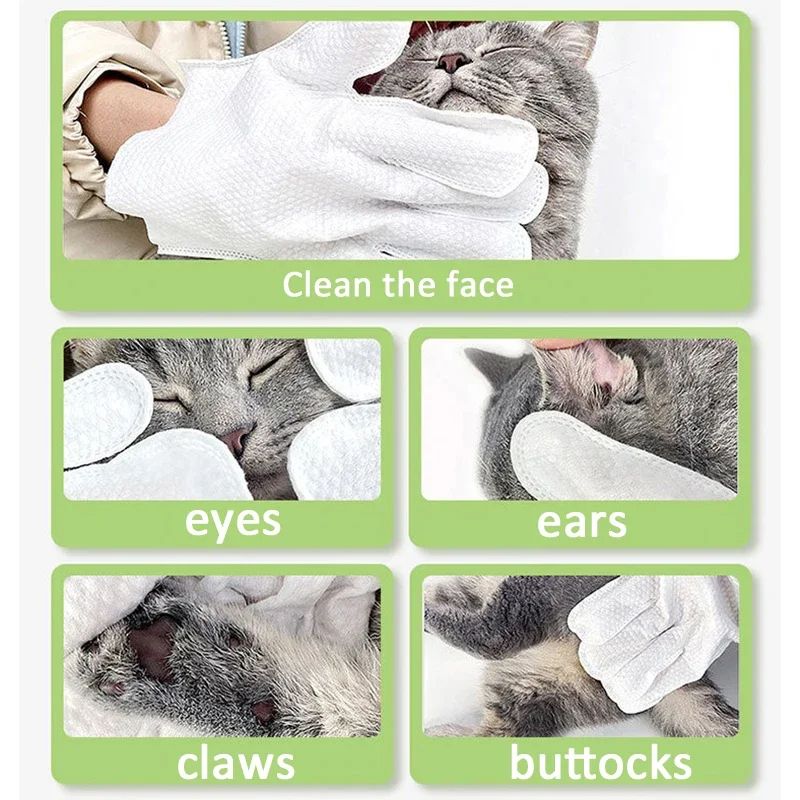 Pet Dry Cleaning Gloves Hair Removal Wipes 5