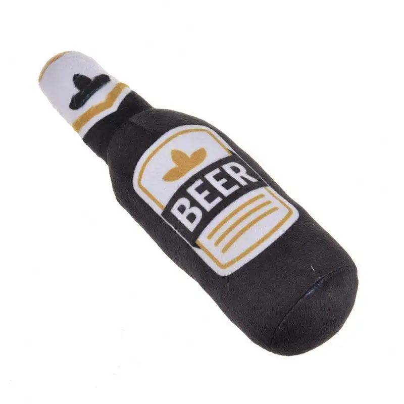 Beer Bottle Squeaky Plush Dog Chew Toy 10