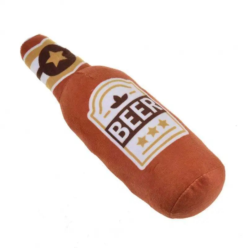 Beer Bottle Squeaky Plush Dog Chew Toy 12