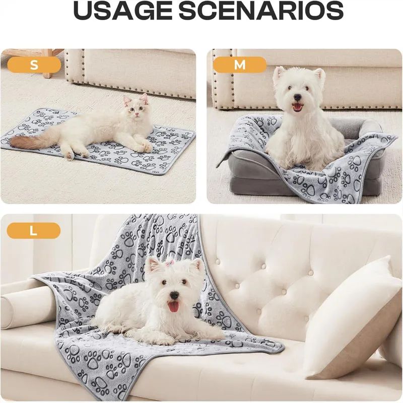 Soft Fluffy Paw Print Pet Blanket Set 5