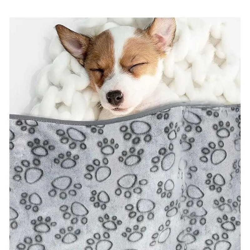 Soft Fluffy Paw Print Pet Blanket Set 7