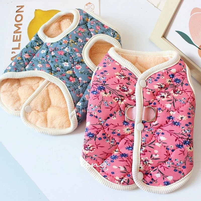 Floral Fleece Winter Vest For Small Dogs 0