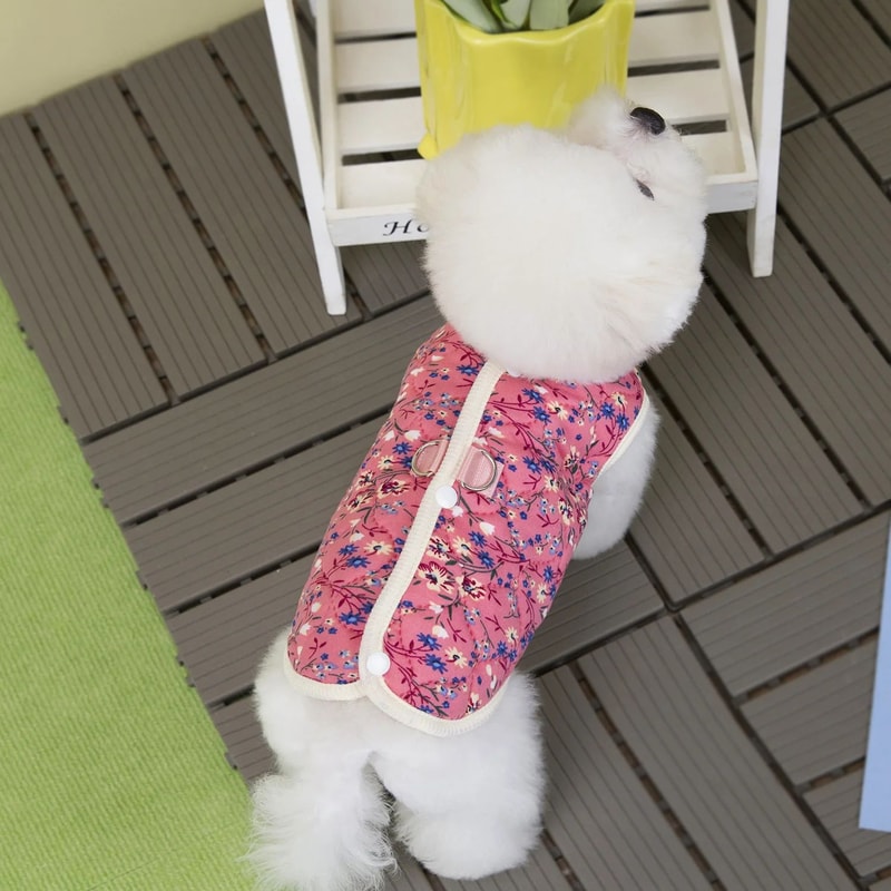 Floral Fleece Winter Vest For Small Dogs 1