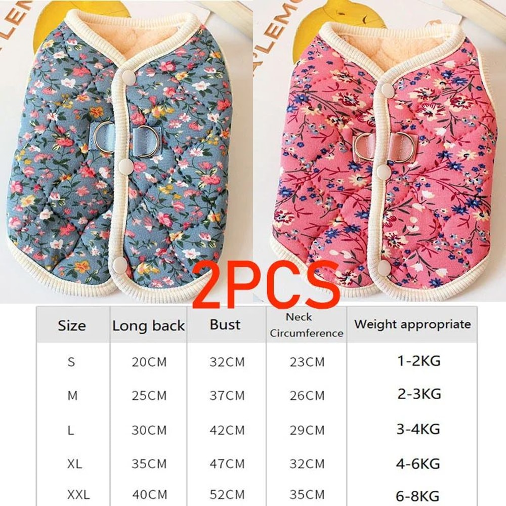 Floral Fleece Winter Vest For Small Dogs 10