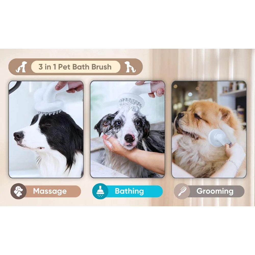 3 In 1 Silicone Dog Bath And Grooming Brush 8