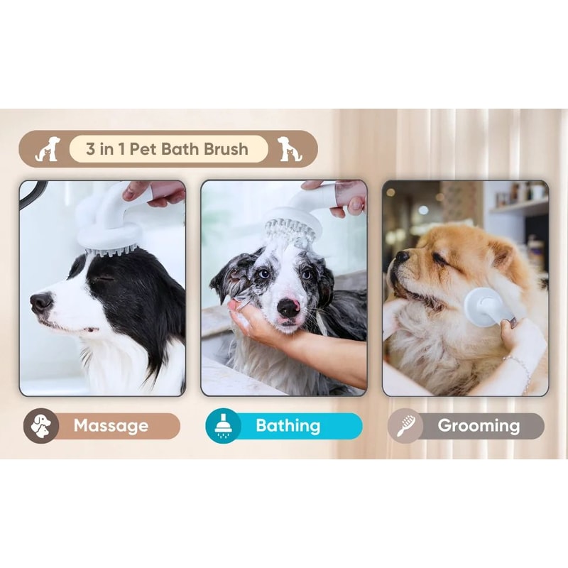 3 In 1 Silicone Dog Bath And Grooming Brush 8
