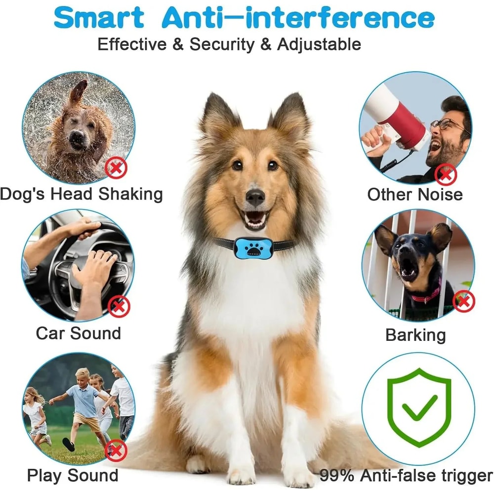 USB Rechargeable Ultrasonic Anti Bark Dog Training Collar 4