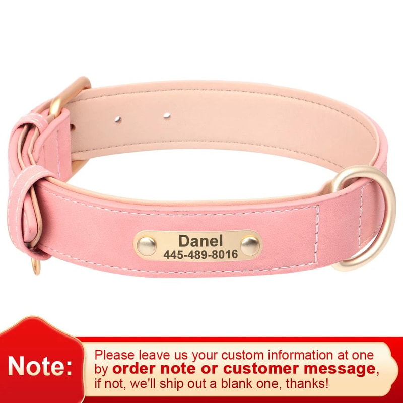 Personalized PU Leather Dog Collar With Engraved Nameplate 14