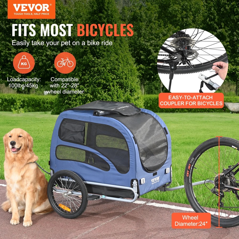 Collapsible Dog Bike Trailer And Pet Travel Cart 1