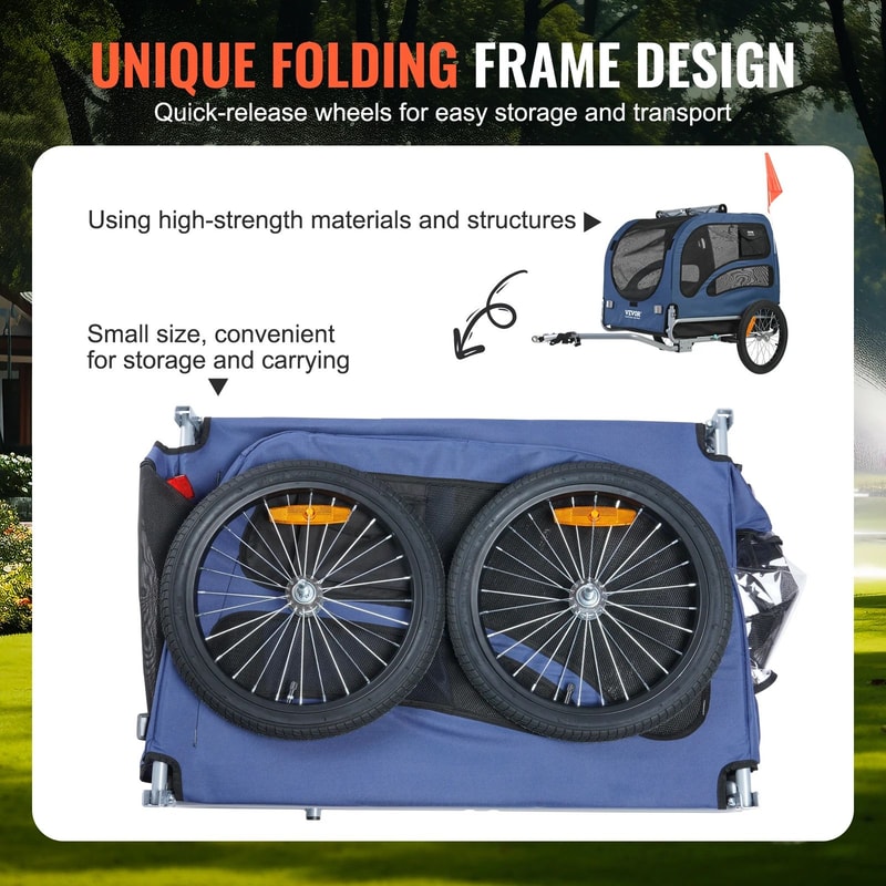 Collapsible Dog Bike Trailer And Pet Travel Cart 5