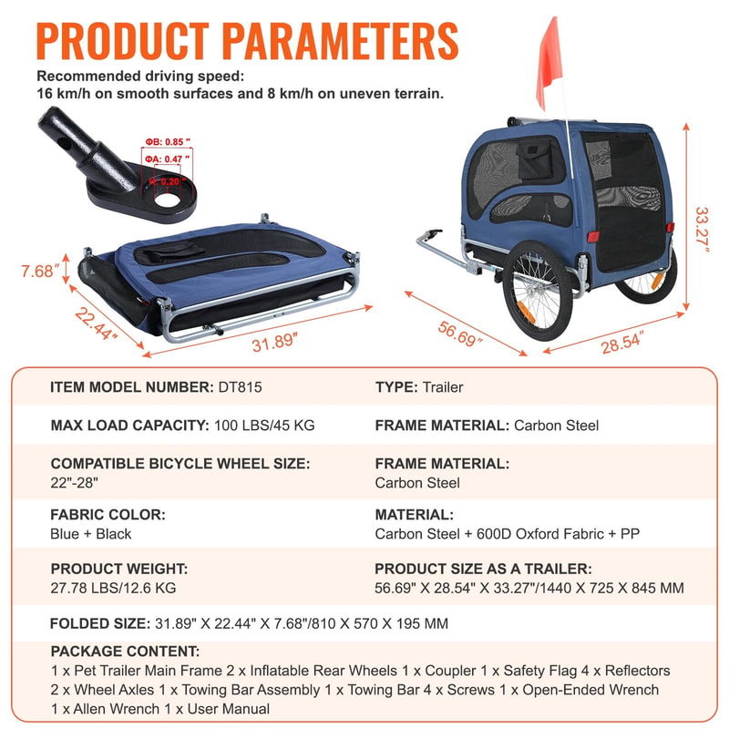 Collapsible Dog Bike Trailer And Pet Travel Cart 6