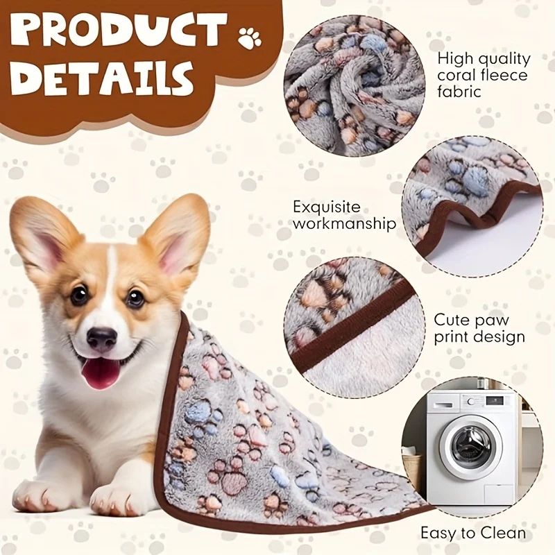 Soft Flannel Paw Print Pet Blanket 1