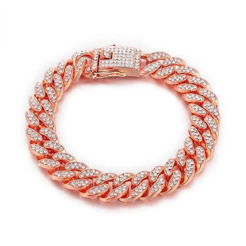 Luxury Rhinestone Stainless Steel Dog Chain Collar 4