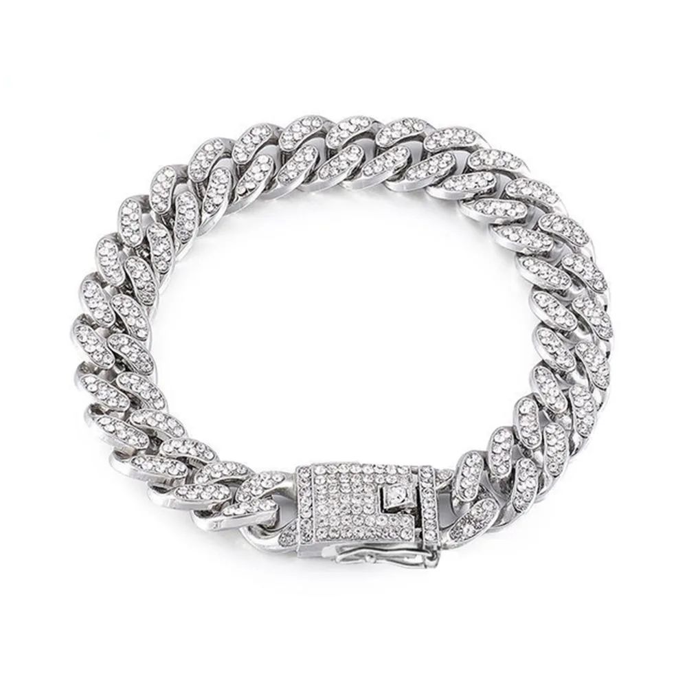 Luxury Rhinestone Stainless Steel Dog Chain Collar 5