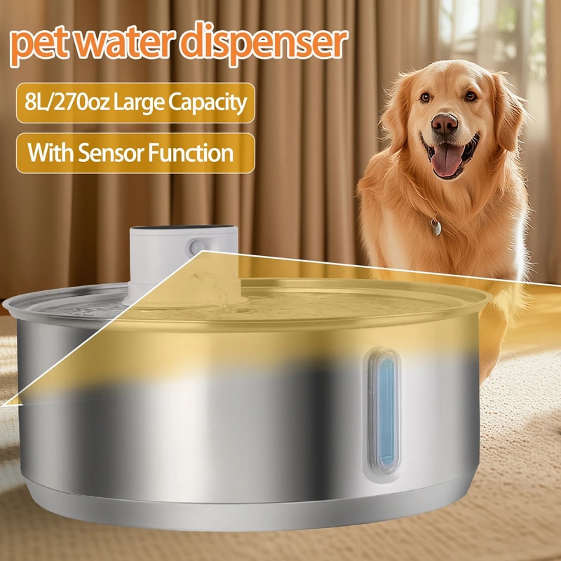 8L Automatic Stainless Steel Pet Water Fountain 0