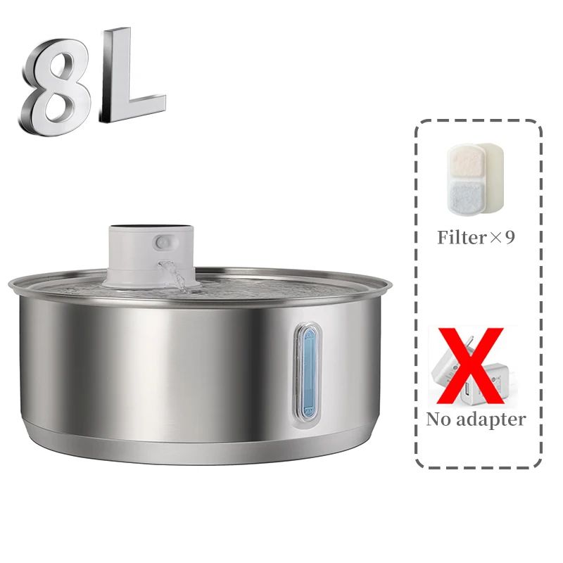 8L Automatic Stainless Steel Pet Water Fountain 14