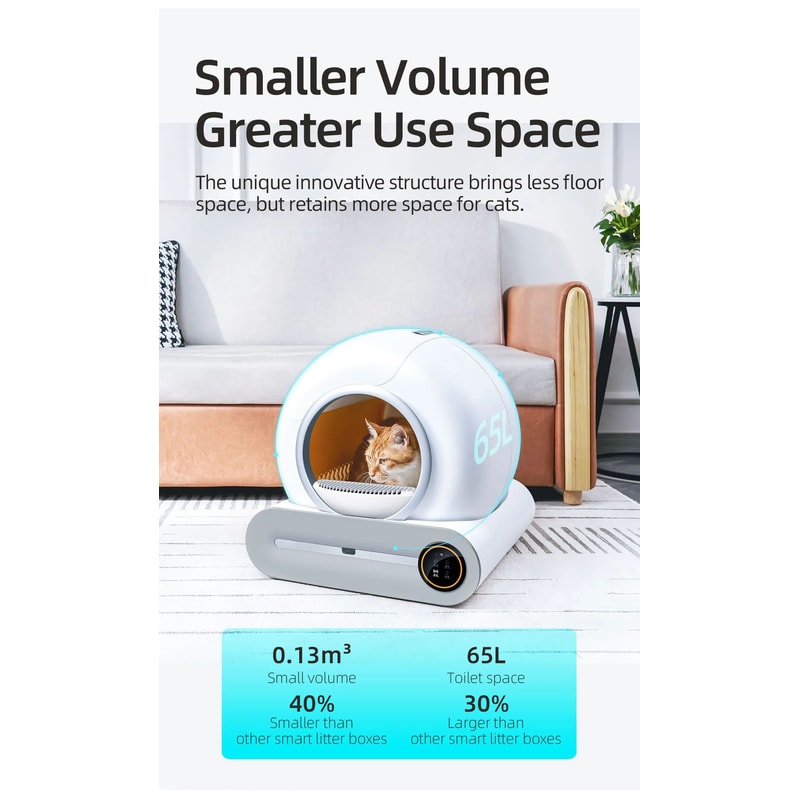 Tonepie 65L Automatic Smart Self Cleaning Cat Litter Box 8