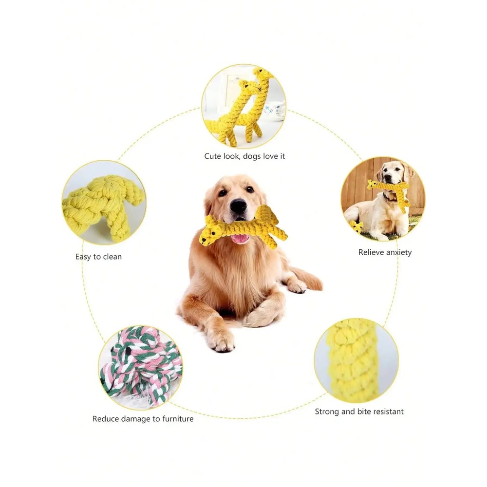 Hand Woven Cotton Rope Knot Dog Chew Toy 5