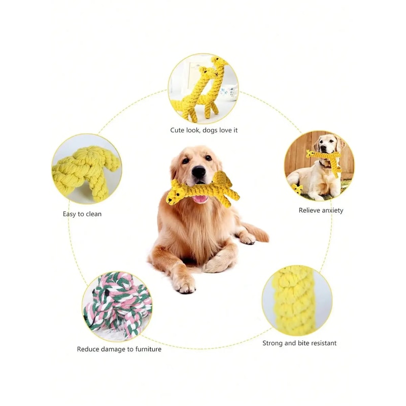 Hand Woven Cotton Rope Knot Dog Chew Toy 5