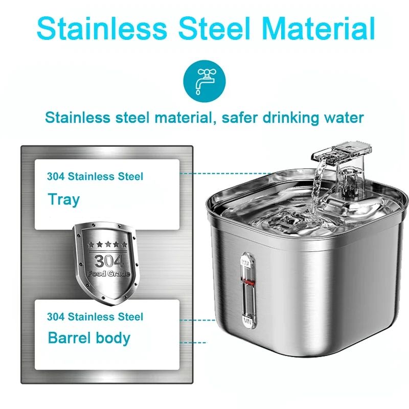 Stainless Steel Automatic Pet Water Fountain With Sensor 1