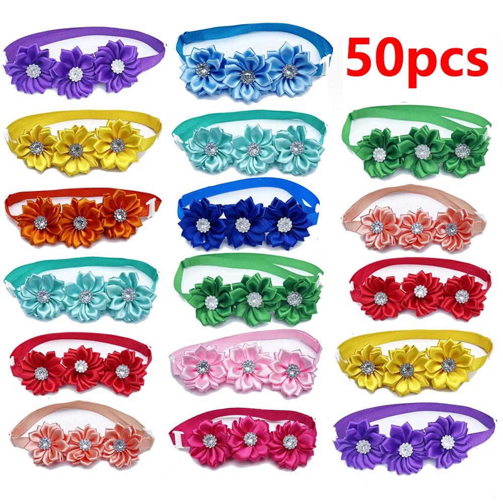Dog Bow Tie And Flower Collar Accessory Set 7